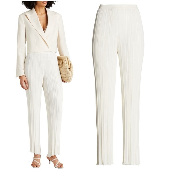 NWT Gentryportofino Ribbed Knit Straight Leg White Size 8 - Picture 1 of 9